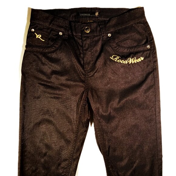 ROCAWEAR JEANS Girls 14 3 Pair Lot 2 Denim 1 Black Metallic Stitch Slim Leg - Picture 11 of 12